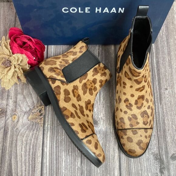 COLE HAAN Mara Grand Leopard Leather Booties